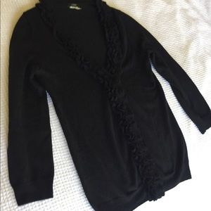 Black J Crew ruffle collar sweater